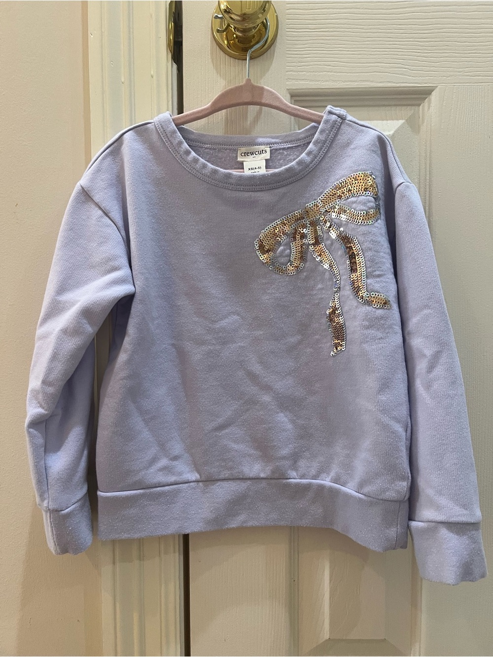 Crewcuts Lavender Sweatshirt with Gold Sequin Bow